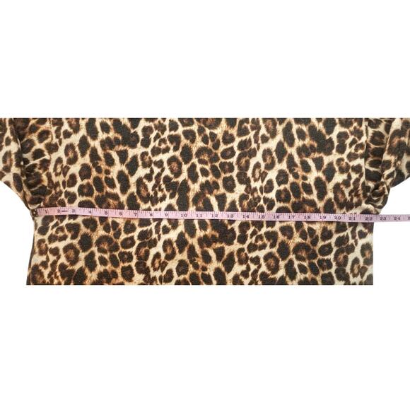 ANTISTAR Cheetah Print Long Sleeve Cropped Shirt Womens Size L - Picture 4 of 6